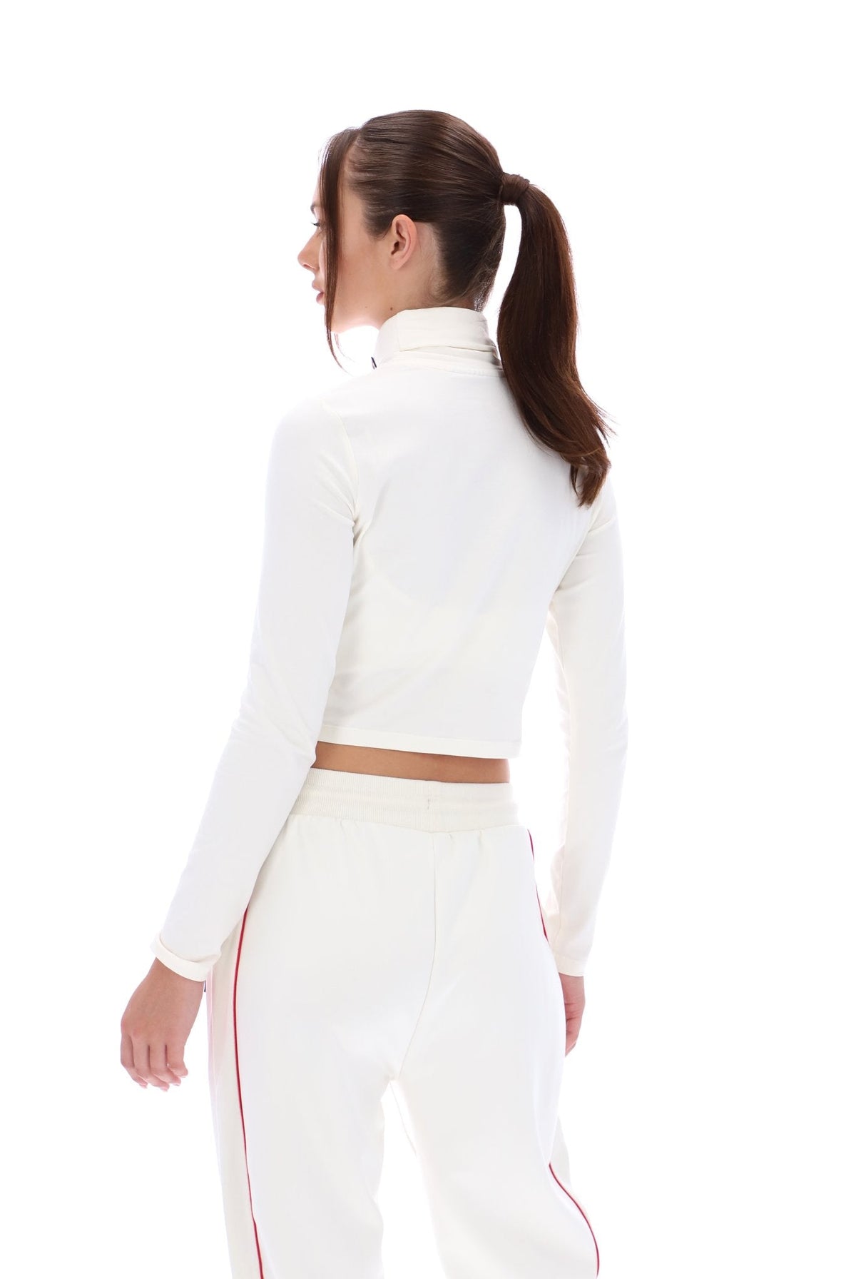 Cream Heidi Cropped Roll Neck Top - Cream
