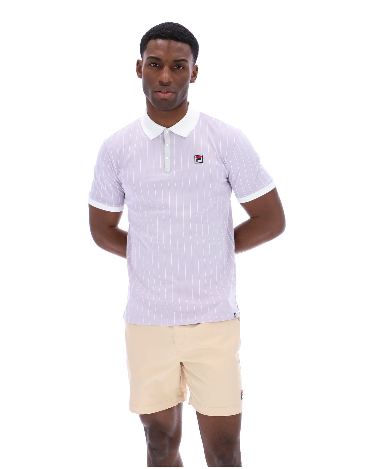 Misty Lilac BB1 Classic Vintage Striped Polo - Misty Lilac