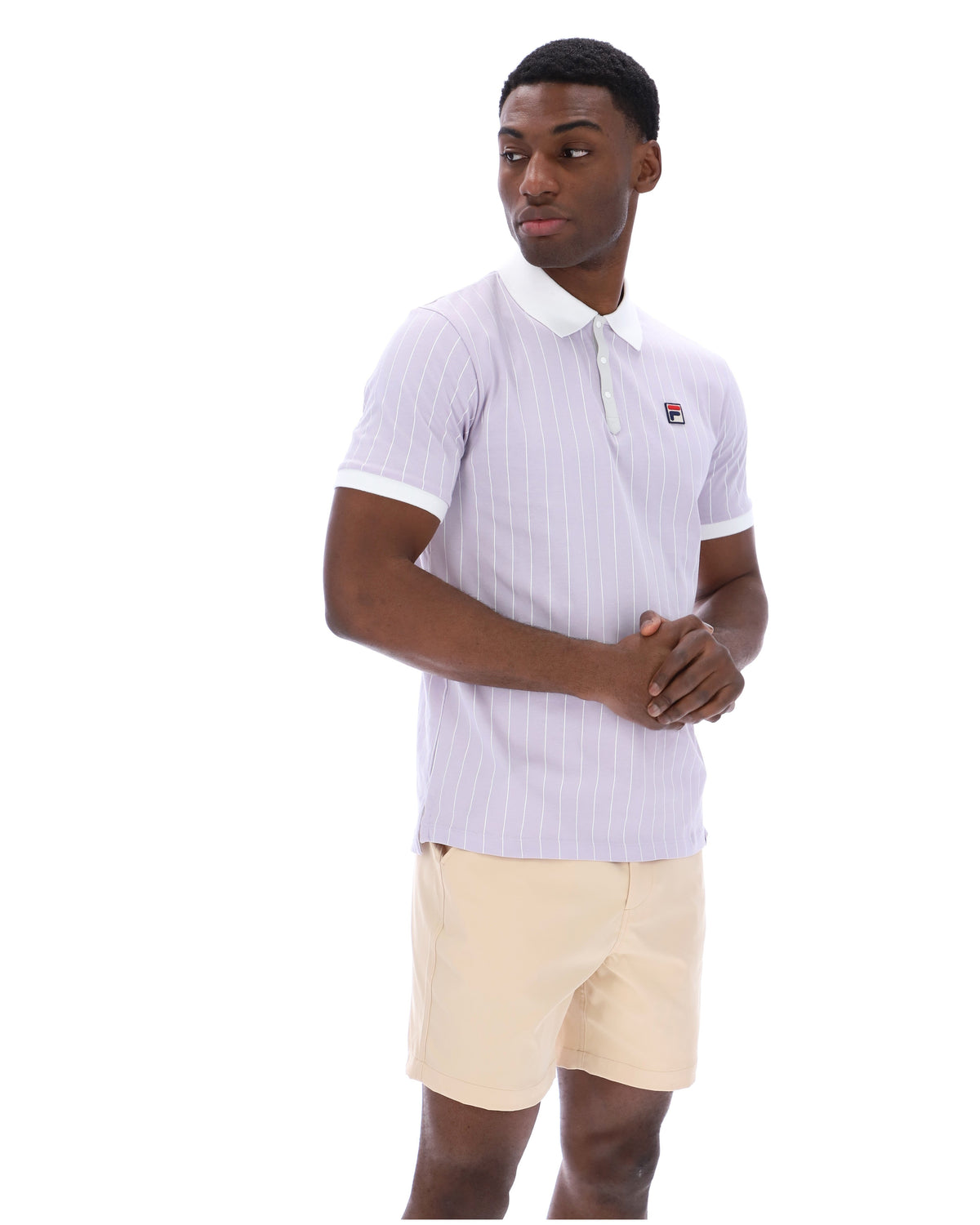 Misty Lilac BB1 Classic Vintage Striped Polo - Misty Lilac