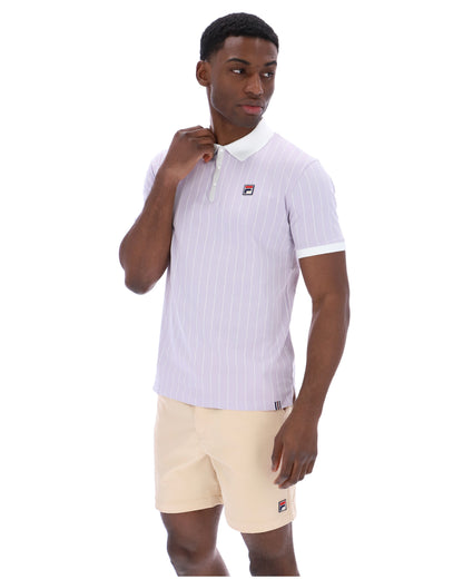 Misty Lilac BB1 Classic Vintage Striped Polo - Misty Lilac