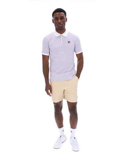 Misty Lilac BB1 Classic Vintage Striped Polo - Misty Lilac