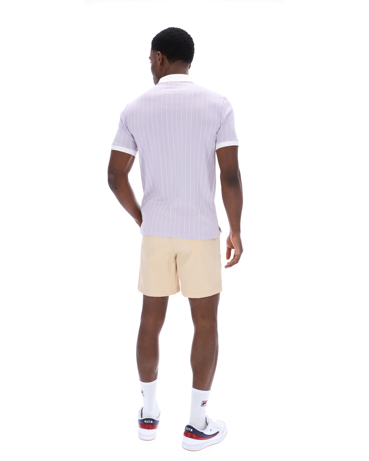 Misty Lilac BB1 Classic Vintage Striped Polo - Misty Lilac