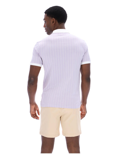 Misty Lilac BB1 Classic Vintage Striped Polo - Misty Lilac