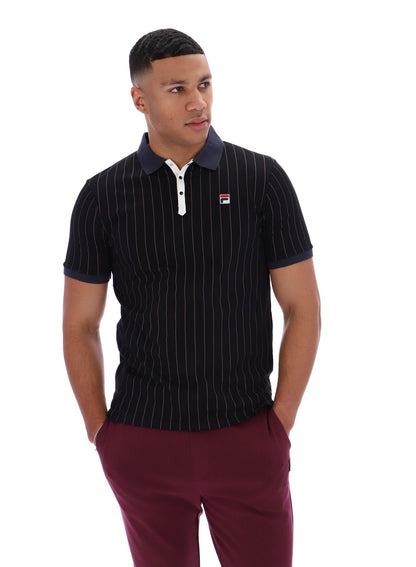 Black BB1 Classic Vintage Striped Polo - Black