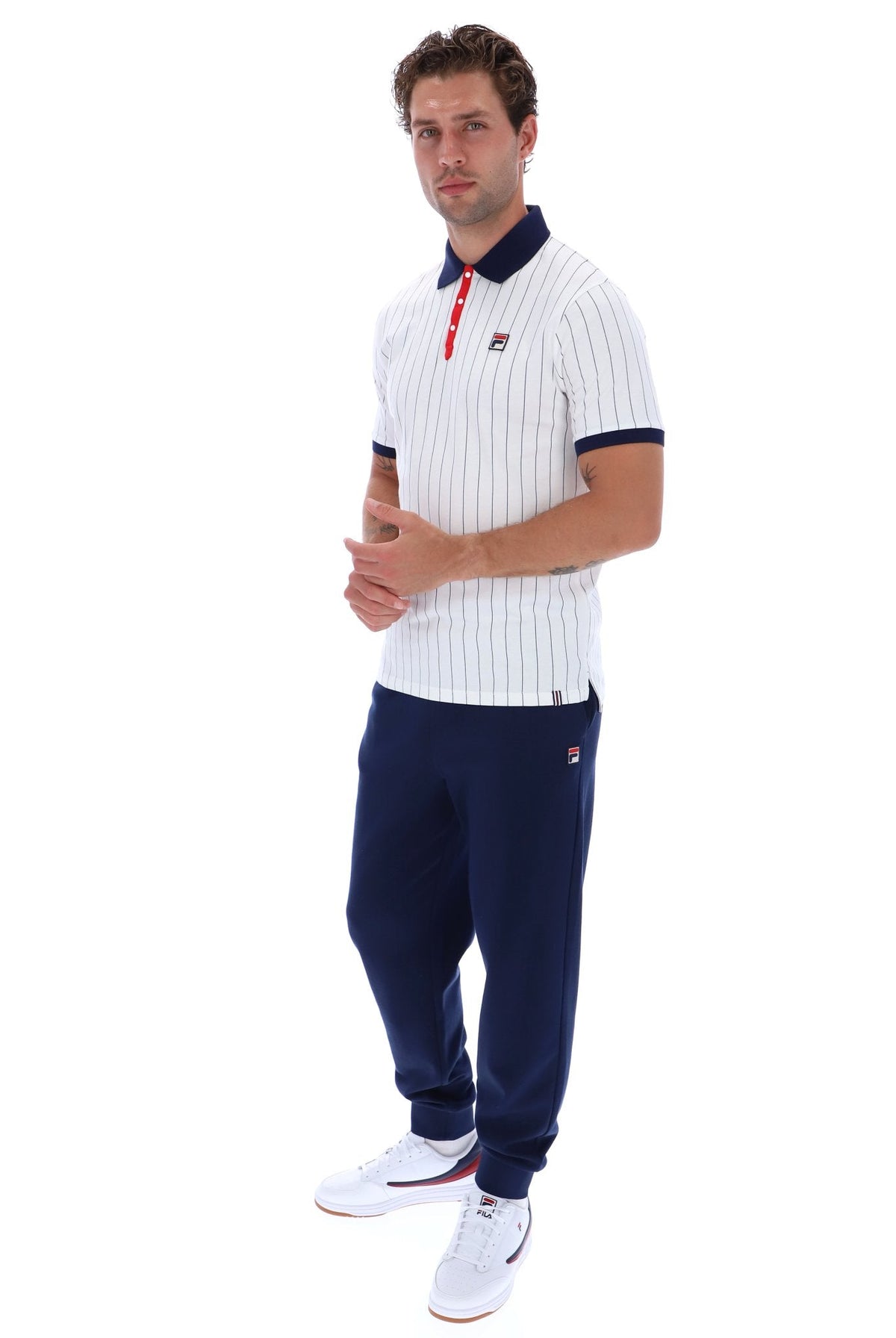 White BB1 Classic Vintage Striped Polo - White