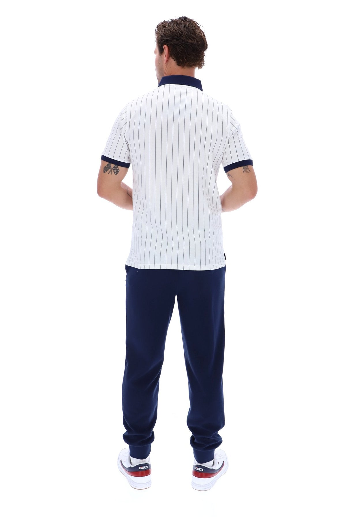 White BB1 Classic Vintage Striped Polo - White
