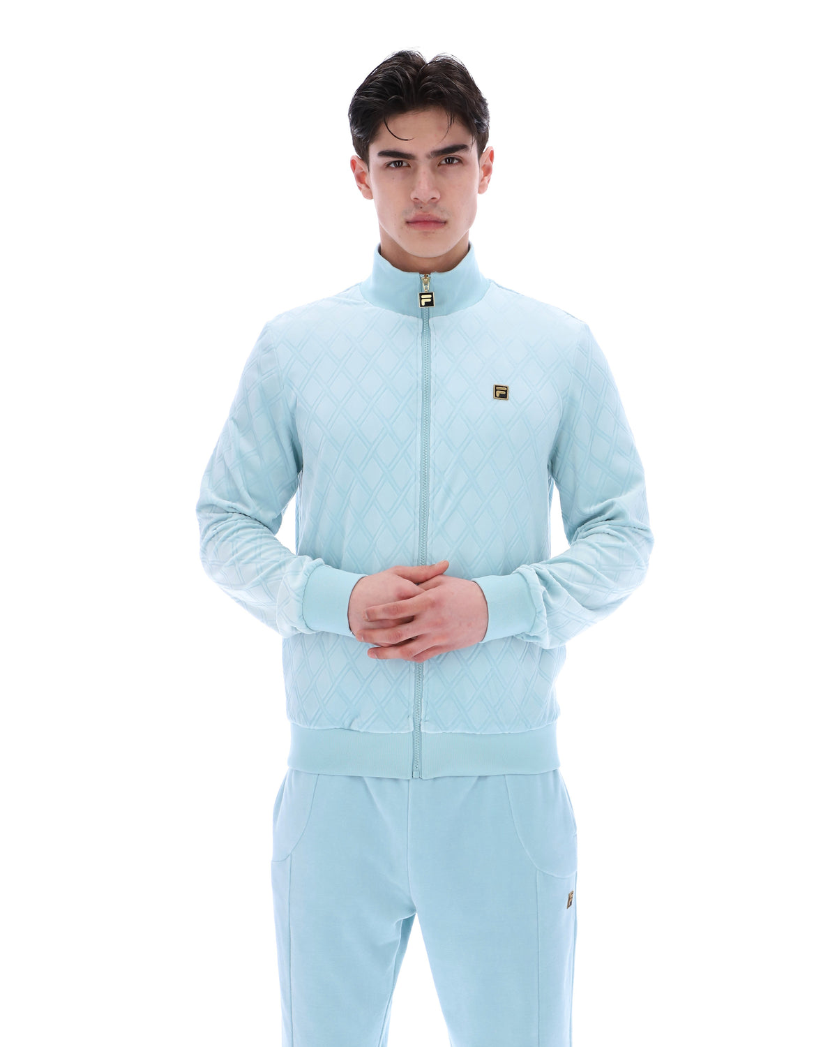 Sterling Blue Hanay Embossed Diamond Jacket - Baby Blue