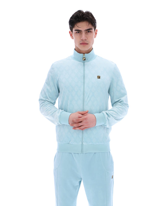 Sterling Blue Hanay Embossed Diamond Jacket - Baby Blue
