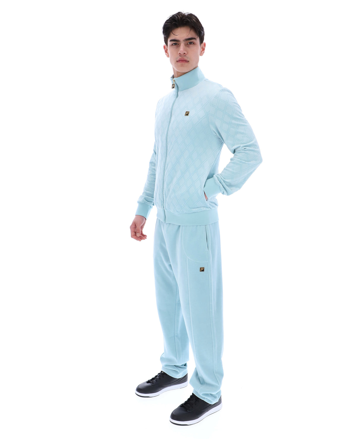 Sterling Blue Hanay Embossed Diamond Jacket - Baby Blue