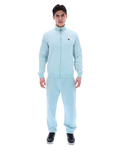 Sterling Blue Hanay Embossed Diamond Jacket - Baby Blue