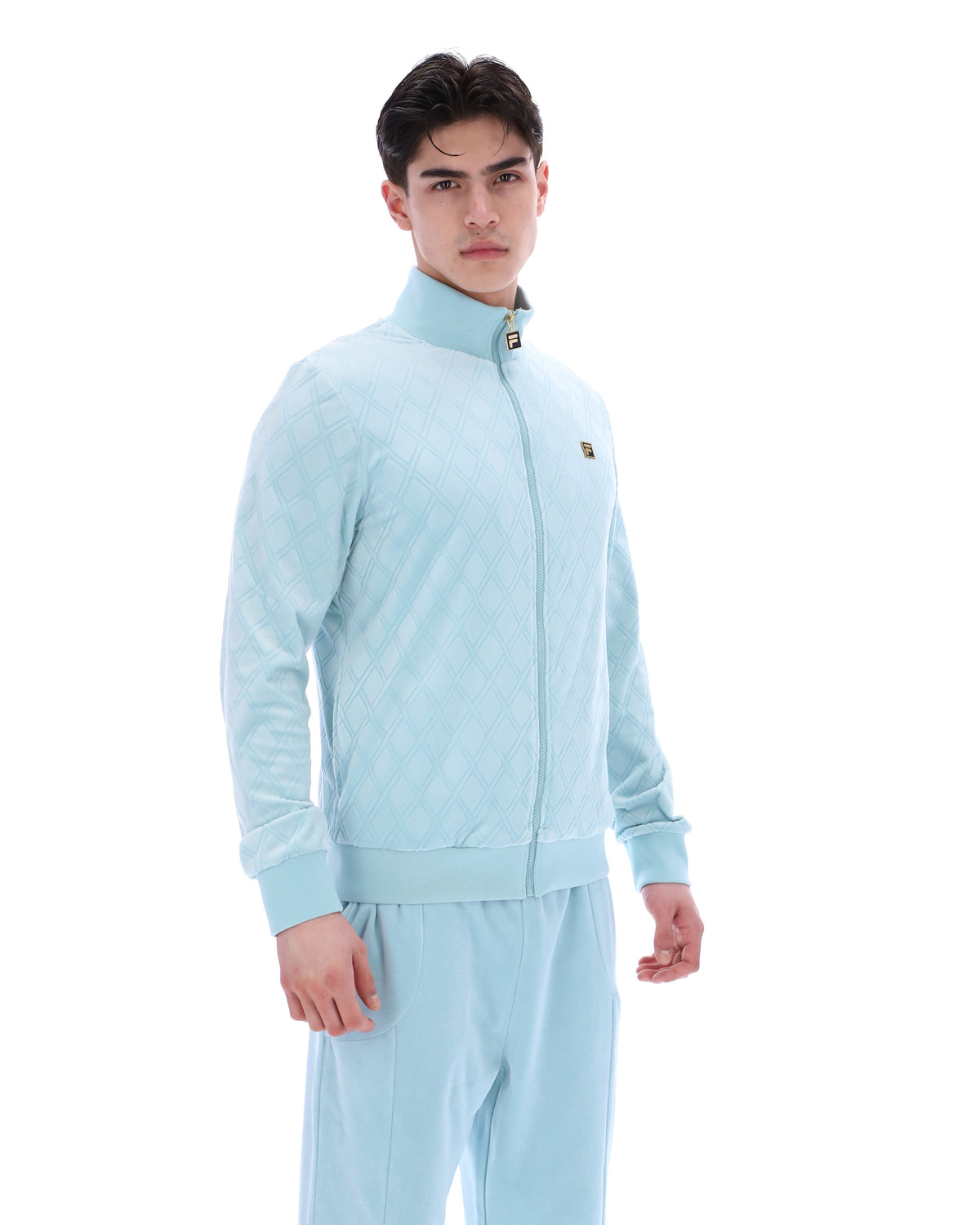 Sterling Blue Hanay Embossed Diamond Jacket - Baby Blue