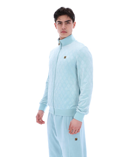 Sterling Blue Hanay Embossed Diamond Jacket - Baby Blue