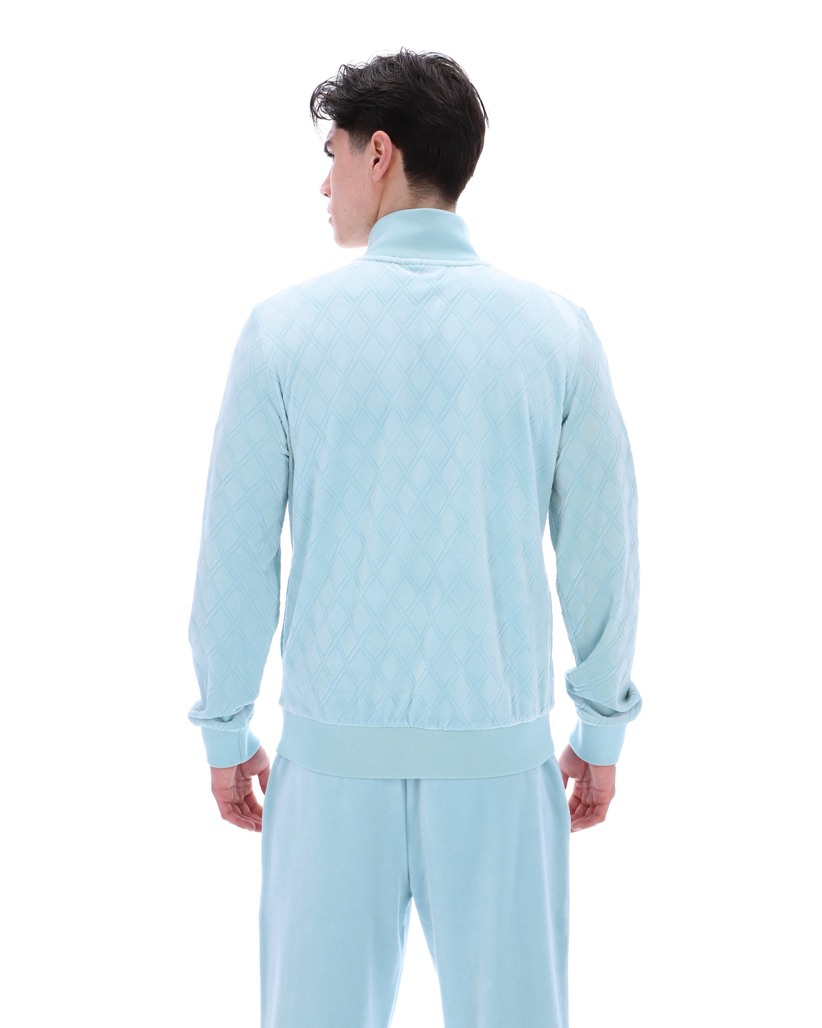 Sterling Blue Hanay Embossed Diamond Jacket - Baby Blue