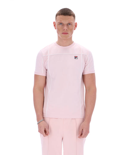 Pale Pink Terri T-Shirt with Contrast Piping - Light Baby Pink
