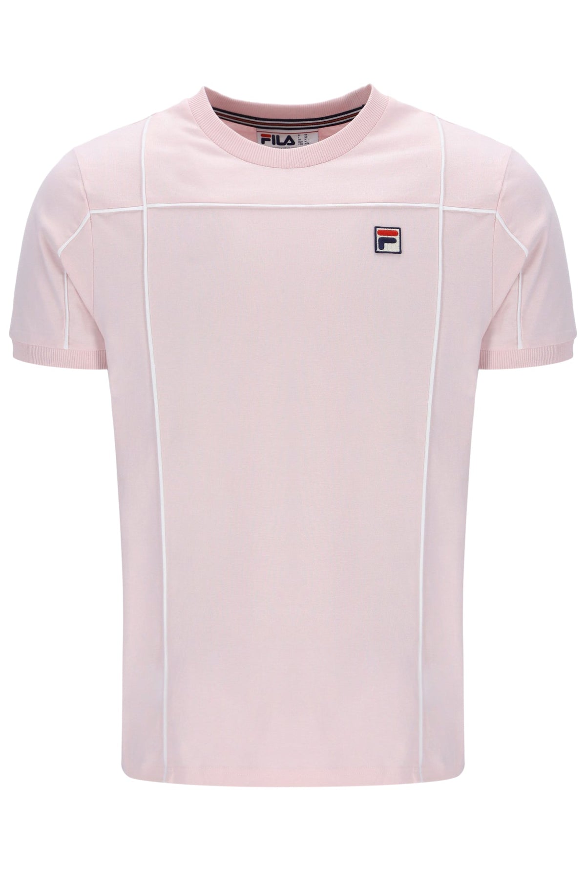 Pale Pink Terri T-Shirt with Contrast Piping - Light Baby Pink