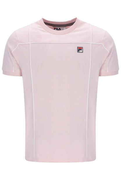 Pale Pink Terri T-Shirt with Contrast Piping - Light Baby Pink