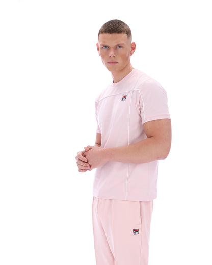 Pale Pink Terri T-Shirt with Contrast Piping - Light Baby Pink