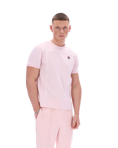 Pale Pink Terri T-Shirt with Contrast Piping - Light Baby Pink