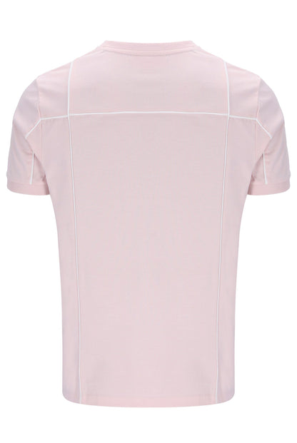 Pale Pink Terri T-Shirt with Contrast Piping - Light Baby Pink