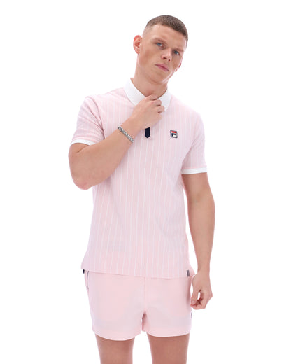 Pale Pink BB1 Classic Vintage Striped Polo - Light Baby Pink
