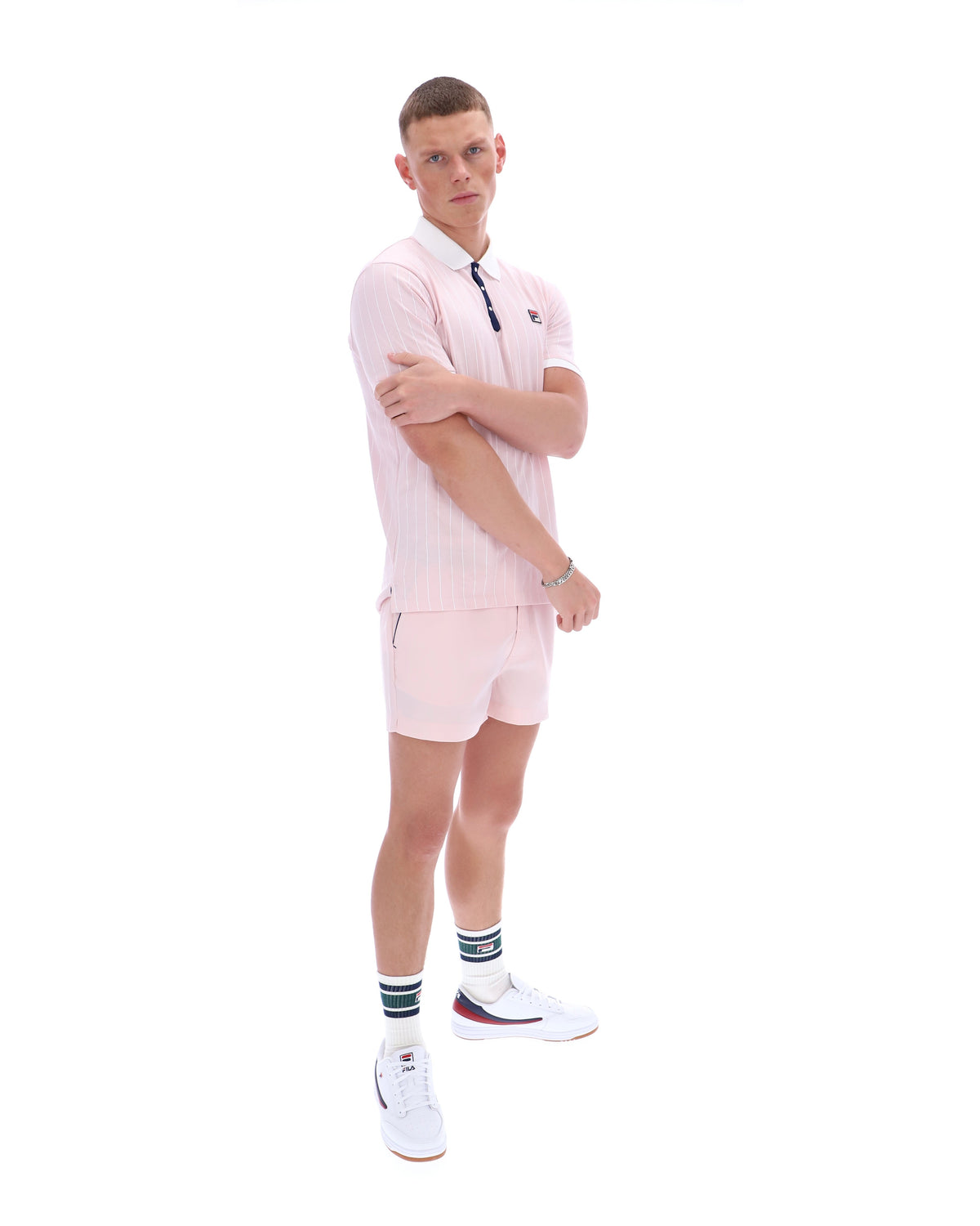 Pale Pink BB1 Classic Vintage Striped Polo - Light Baby Pink