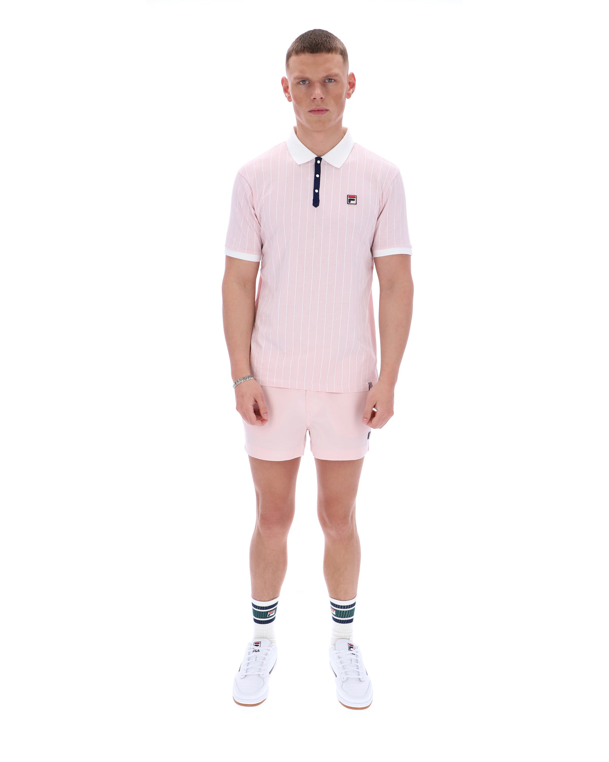 Pale Pink BB1 Classic Vintage Striped Polo - Light Baby Pink