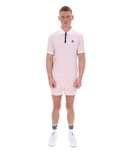 Pale Pink BB1 Classic Vintage Striped Polo - Light Baby Pink