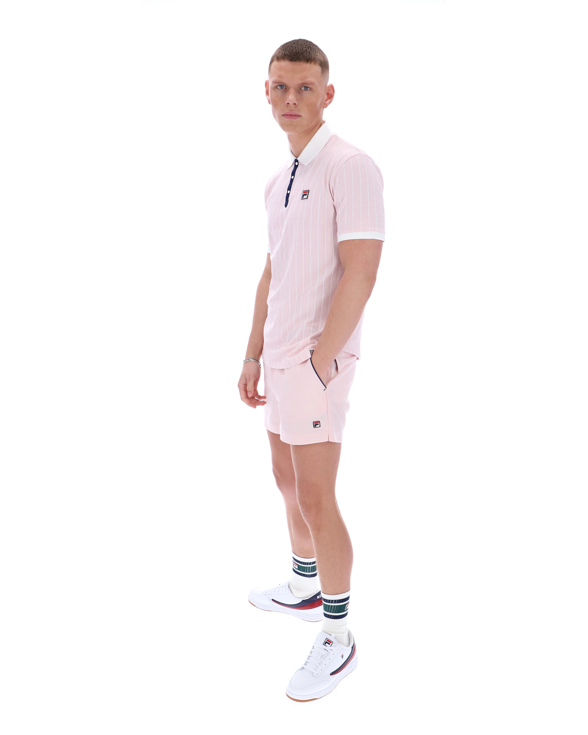 Pale Pink BB1 Classic Vintage Striped Polo - Light Baby Pink