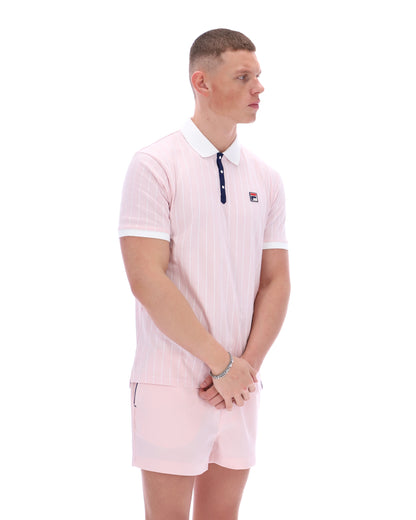 Pale Pink BB1 Classic Vintage Striped Polo - Light Baby Pink