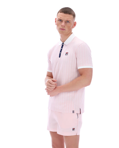 Pale Pink BB1 Classic Vintage Striped Polo - Light Baby Pink