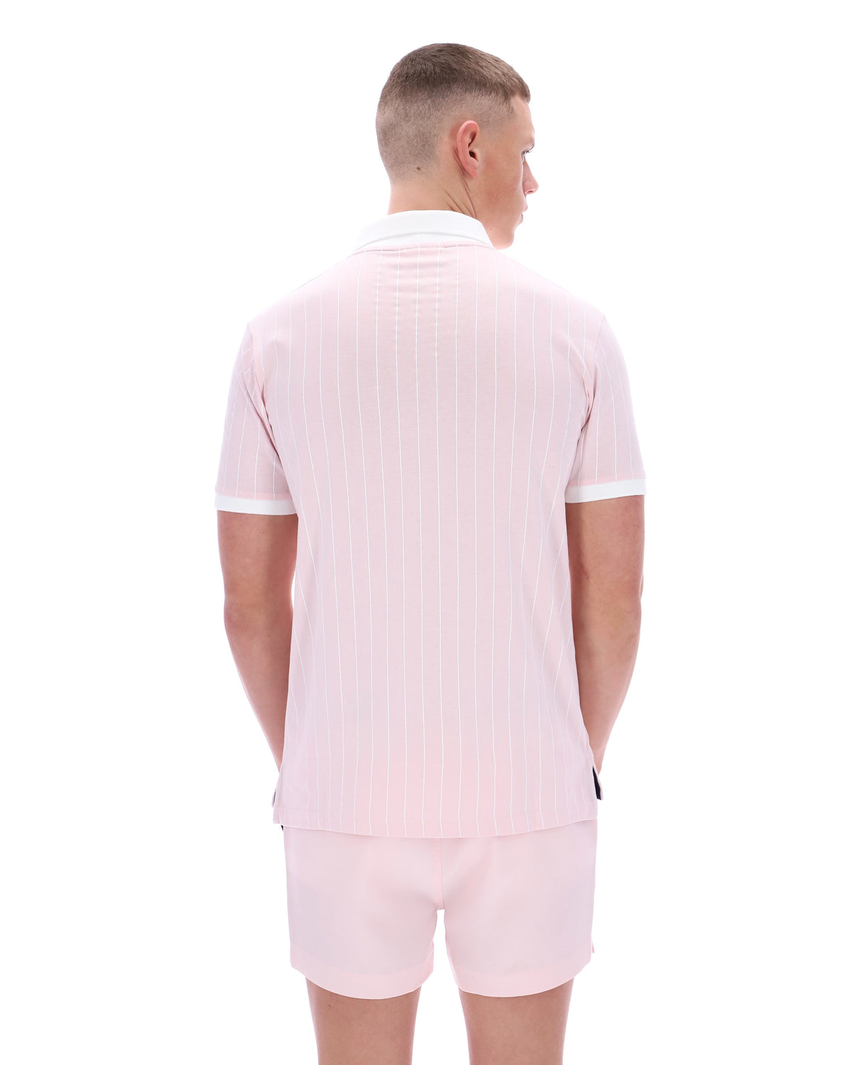 Pale Pink BB1 Classic Vintage Striped Polo - Light Baby Pink