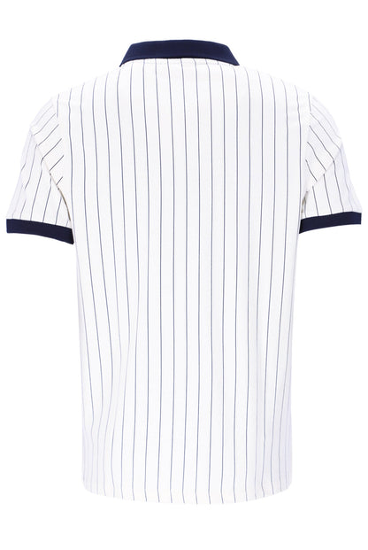 White BB1 Classic Vintage Striped Polo - White
