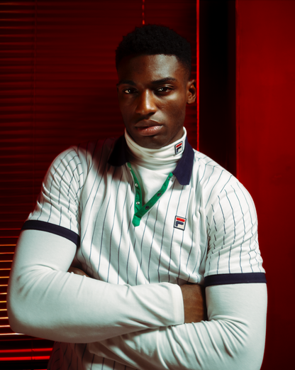 White BB1 Classic Vintage Striped Polo - White