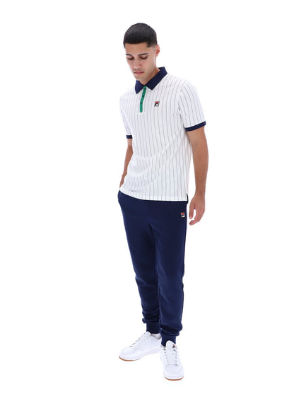 White BB1 Classic Vintage Striped Polo - White