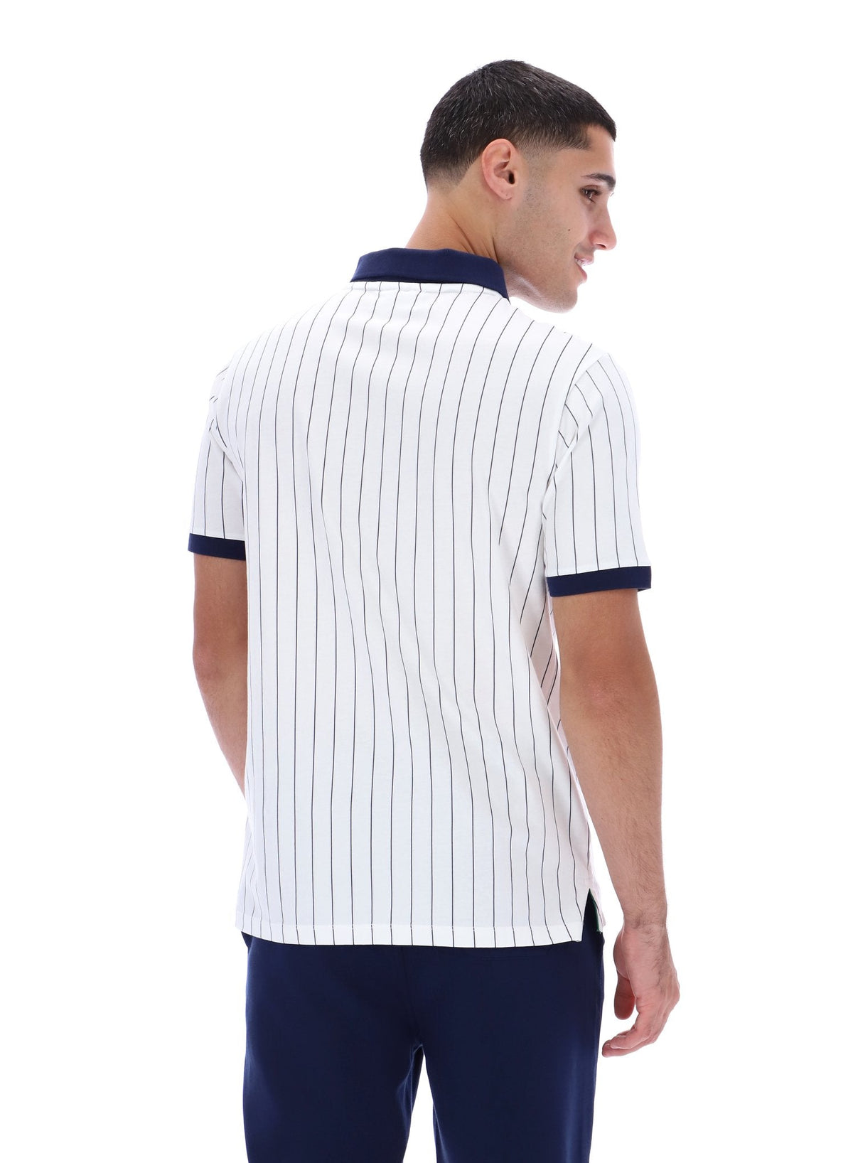 White BB1 Classic Vintage Striped Polo - White
