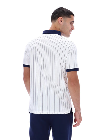 White BB1 Classic Vintage Striped Polo - White