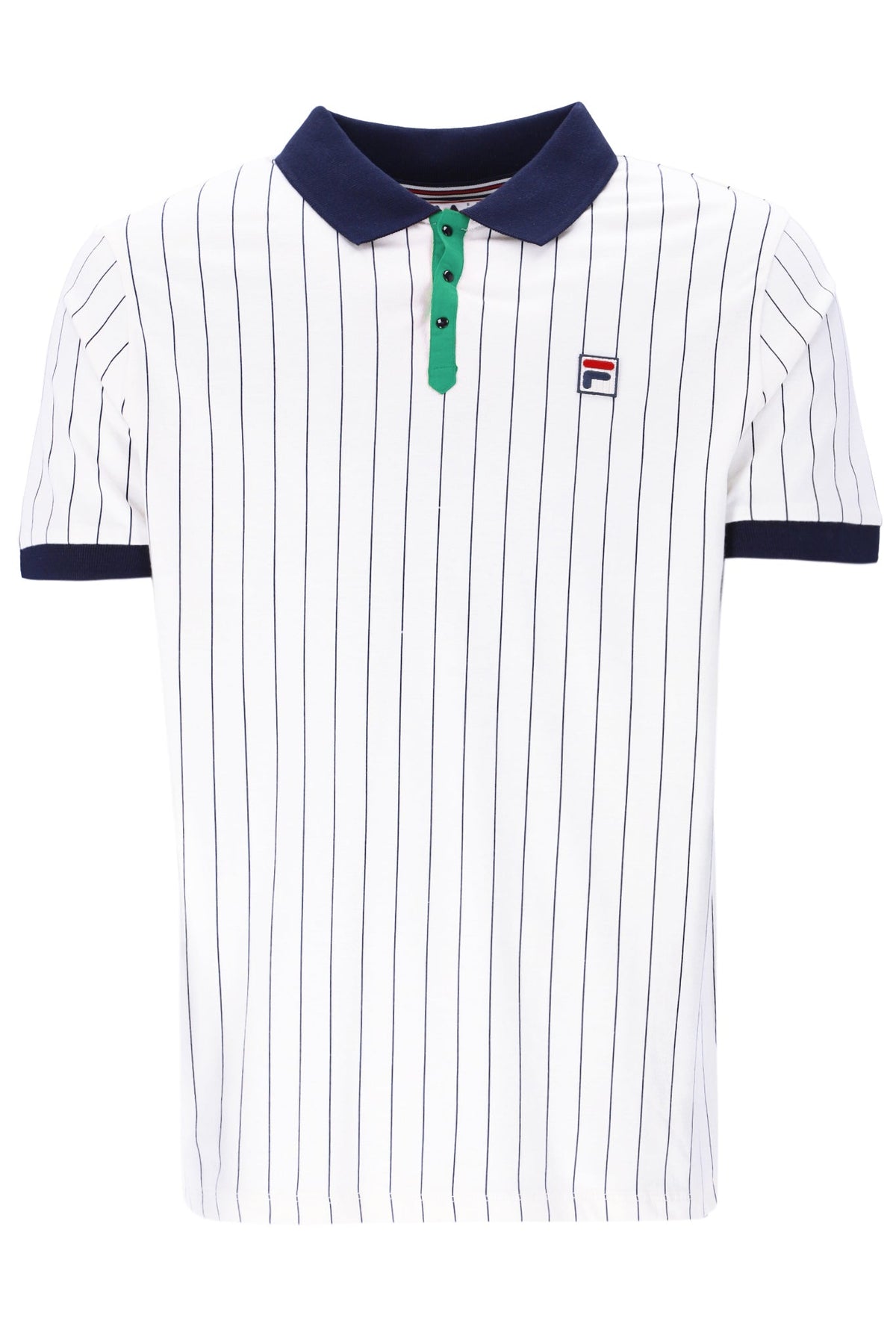 White BB1 Classic Vintage Striped Polo - White