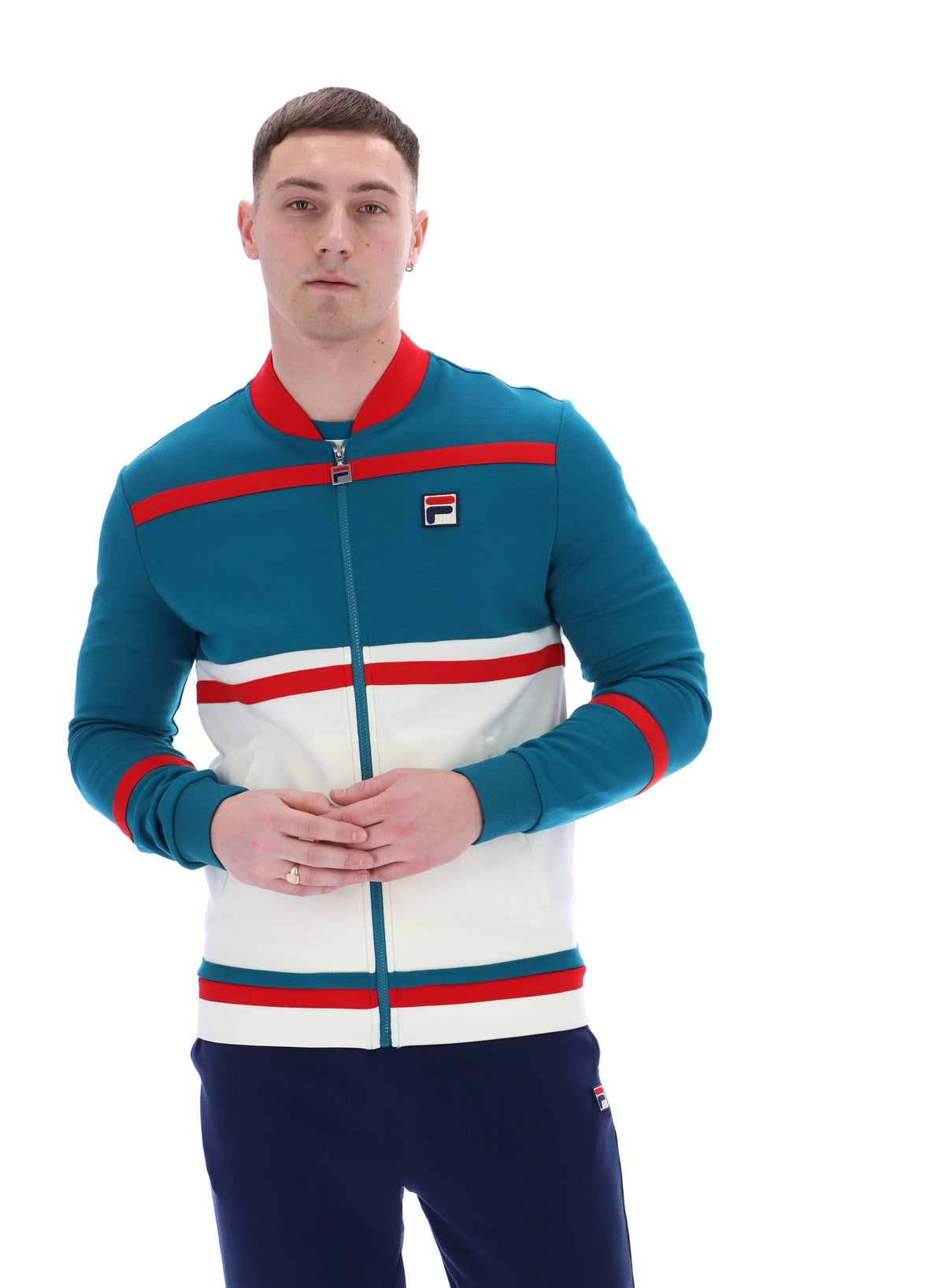 Deep Lagoon Stefan Archive Cut And Sew Track Top - Deep Lagoon