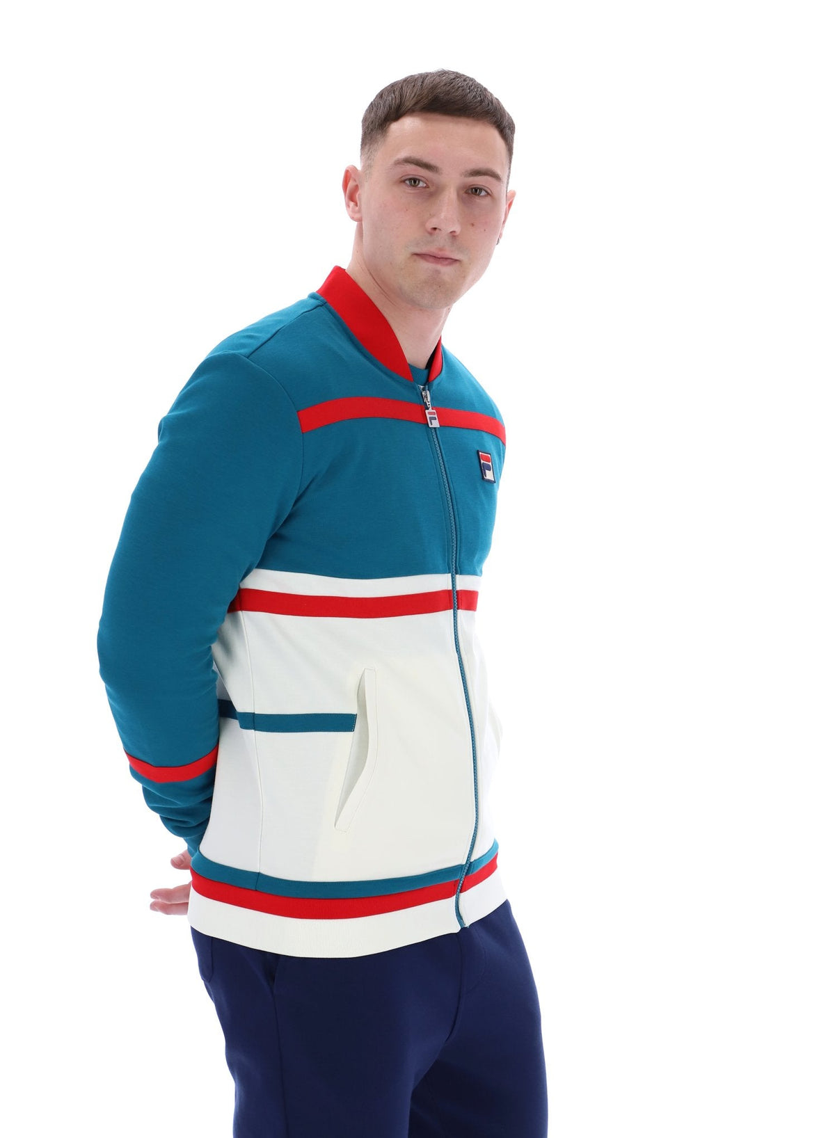 Deep Lagoon Stefan Archive Cut And Sew Track Top - Deep Lagoon