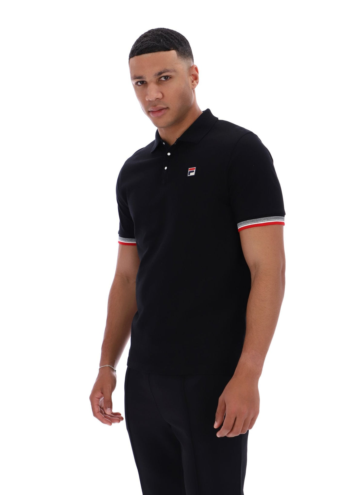 Black Zev Cuff Detail Polo - Black