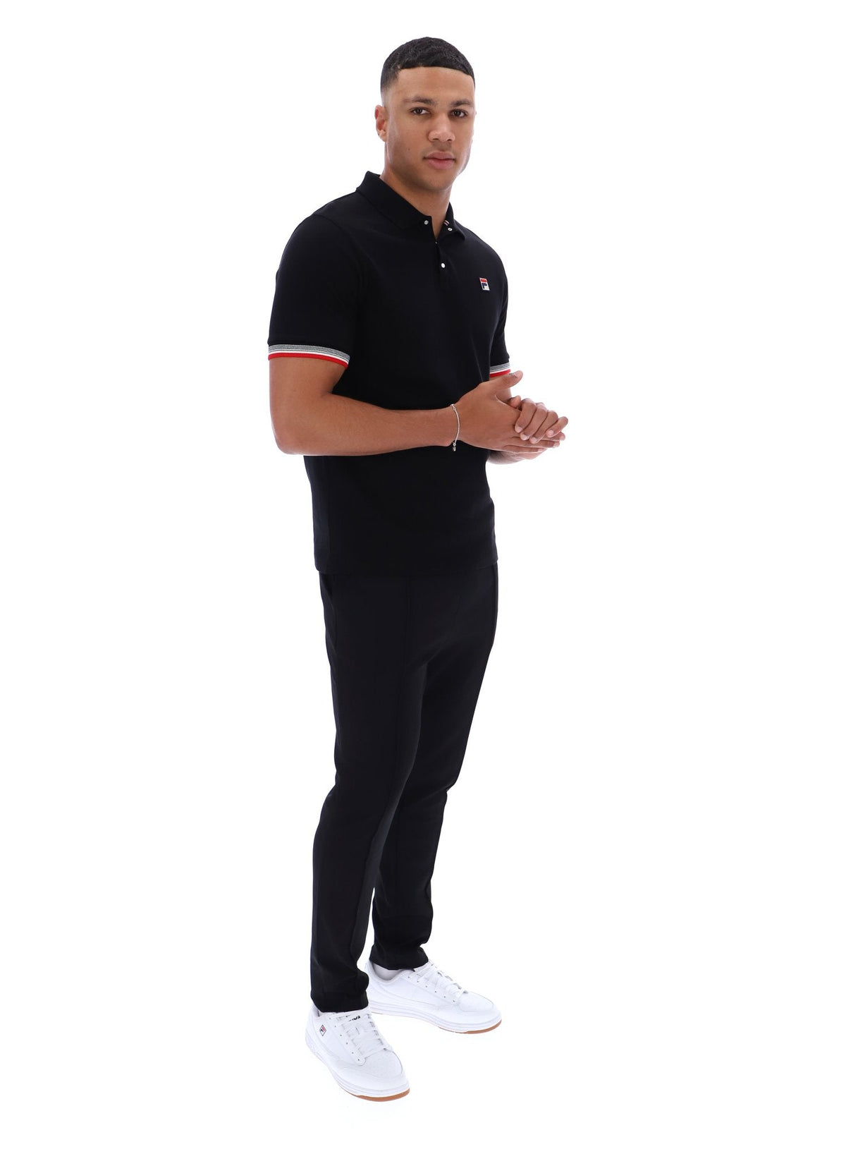Black Zev Cuff Detail Polo - Black