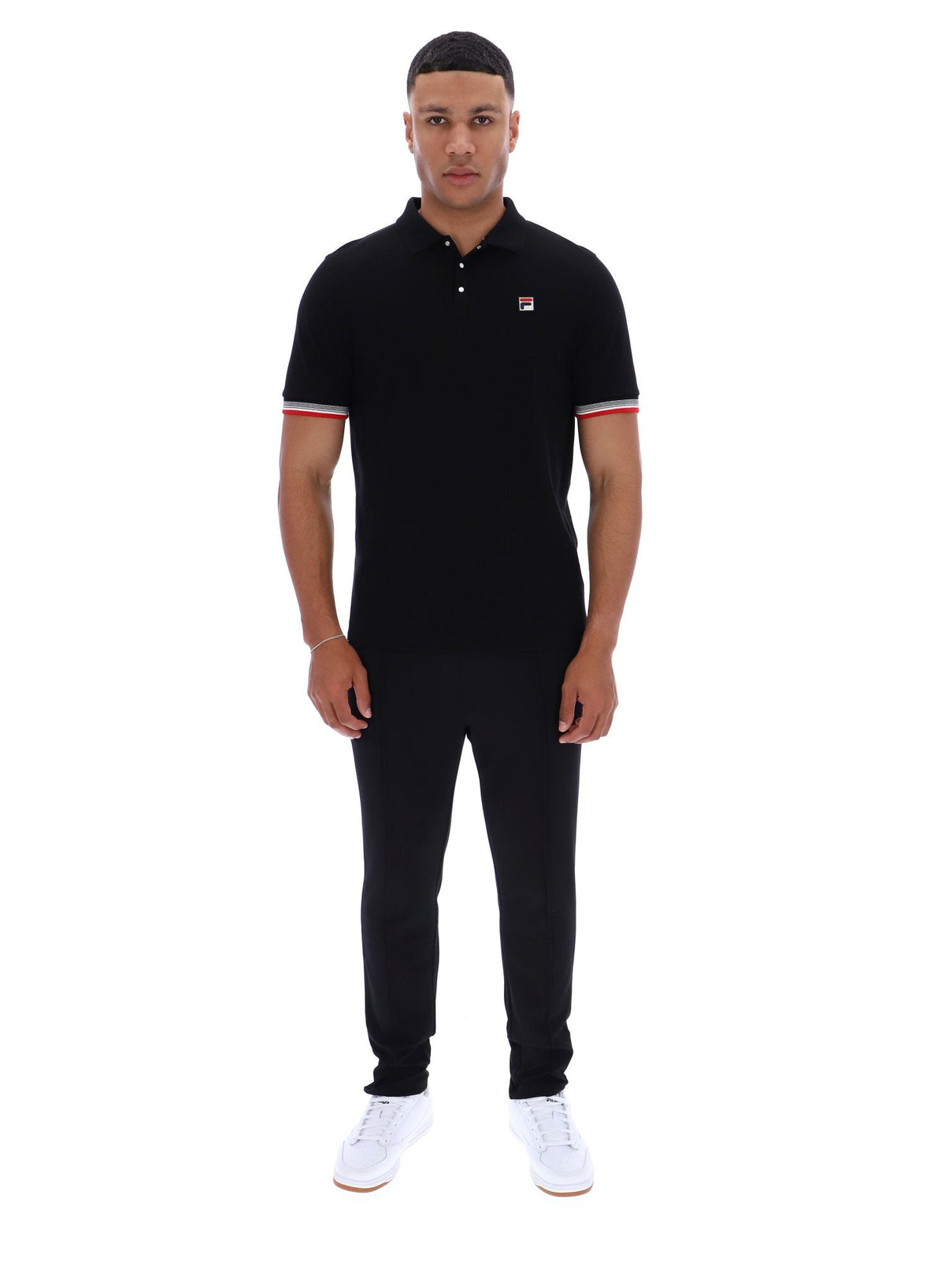 Black Zev Cuff Detail Polo - Black