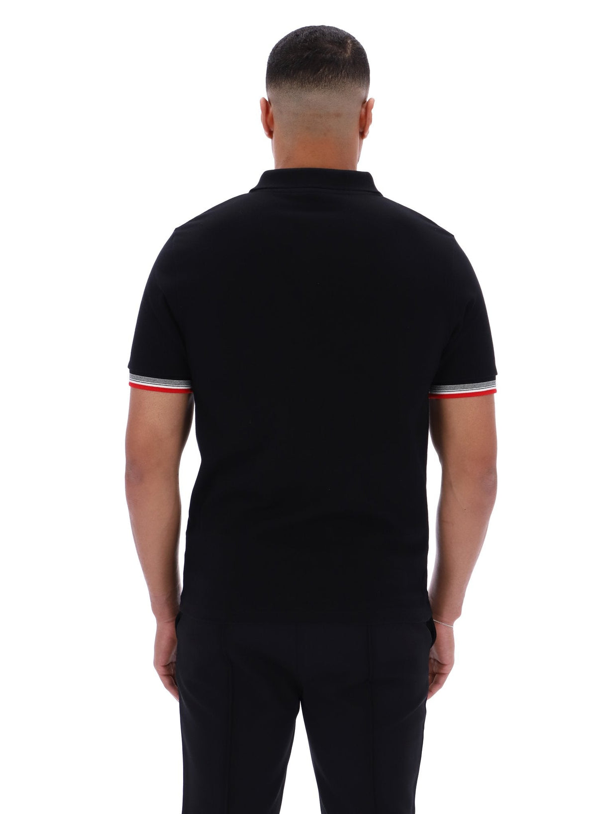Black Zev Cuff Detail Polo - Black