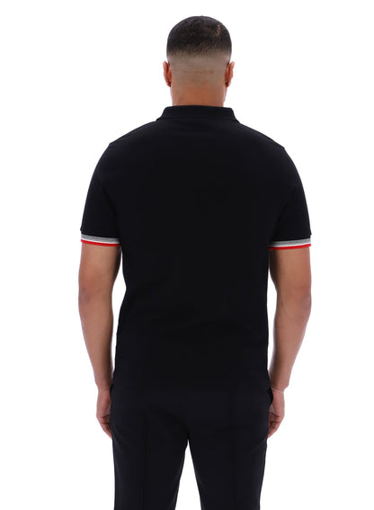 Black Zev Cuff Detail Polo - Black