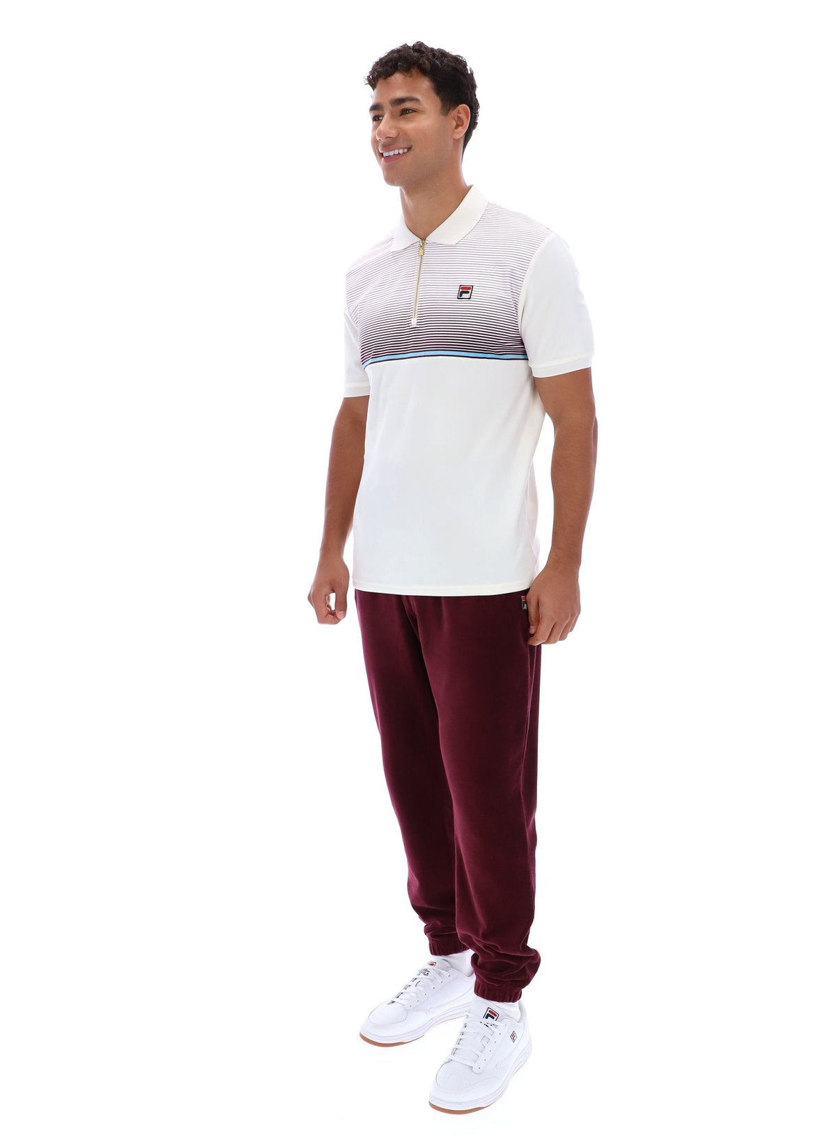 Gardenia Paco Zip Up Velour Polo - Gardenia