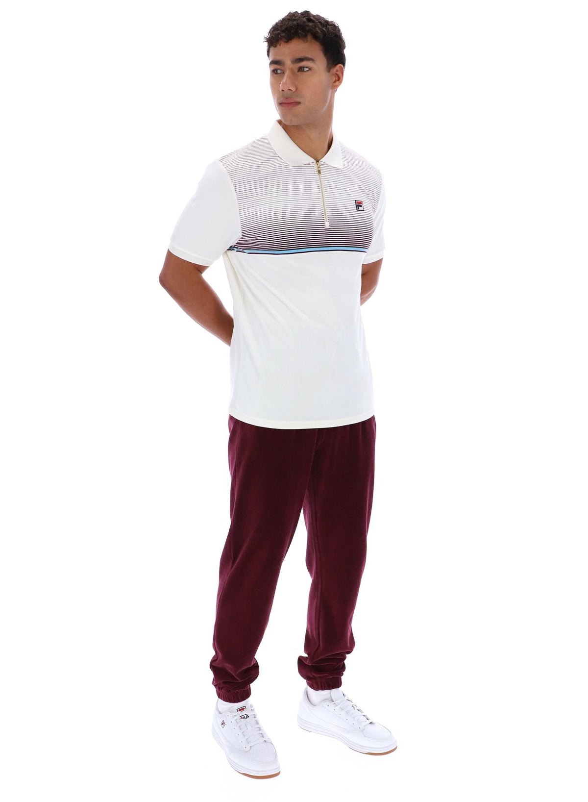 Gardenia Paco Zip Up Velour Polo - Gardenia