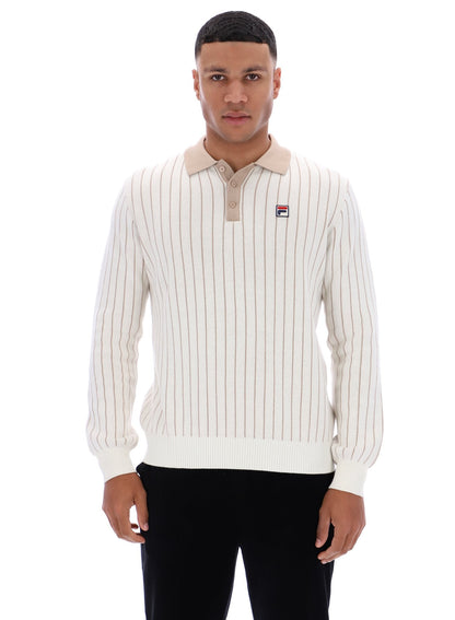 Gardenia Kobe Striped Knit Polo - Gardenia