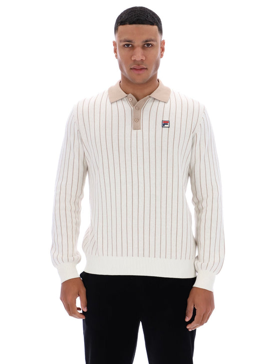 Gardenia Kobe Striped Knit Polo - Gardenia