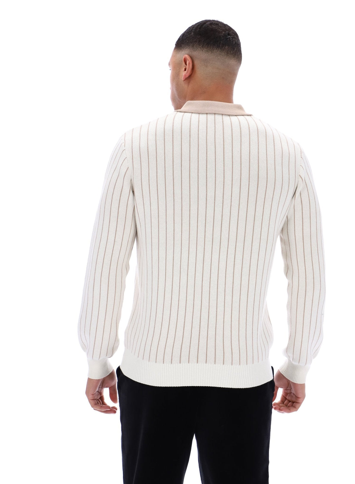 Gardenia Kobe Striped Knit Polo - Gardenia