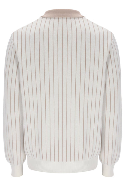 Gardenia Kobe Striped Knit Polo - Gardenia